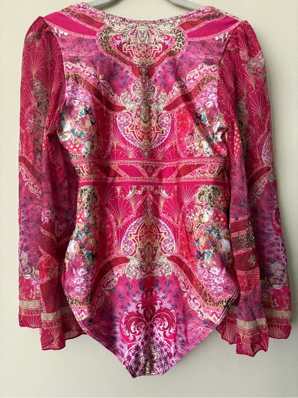 Bohemian V-Neck Pink swim-dress - Picture 6 of 12
